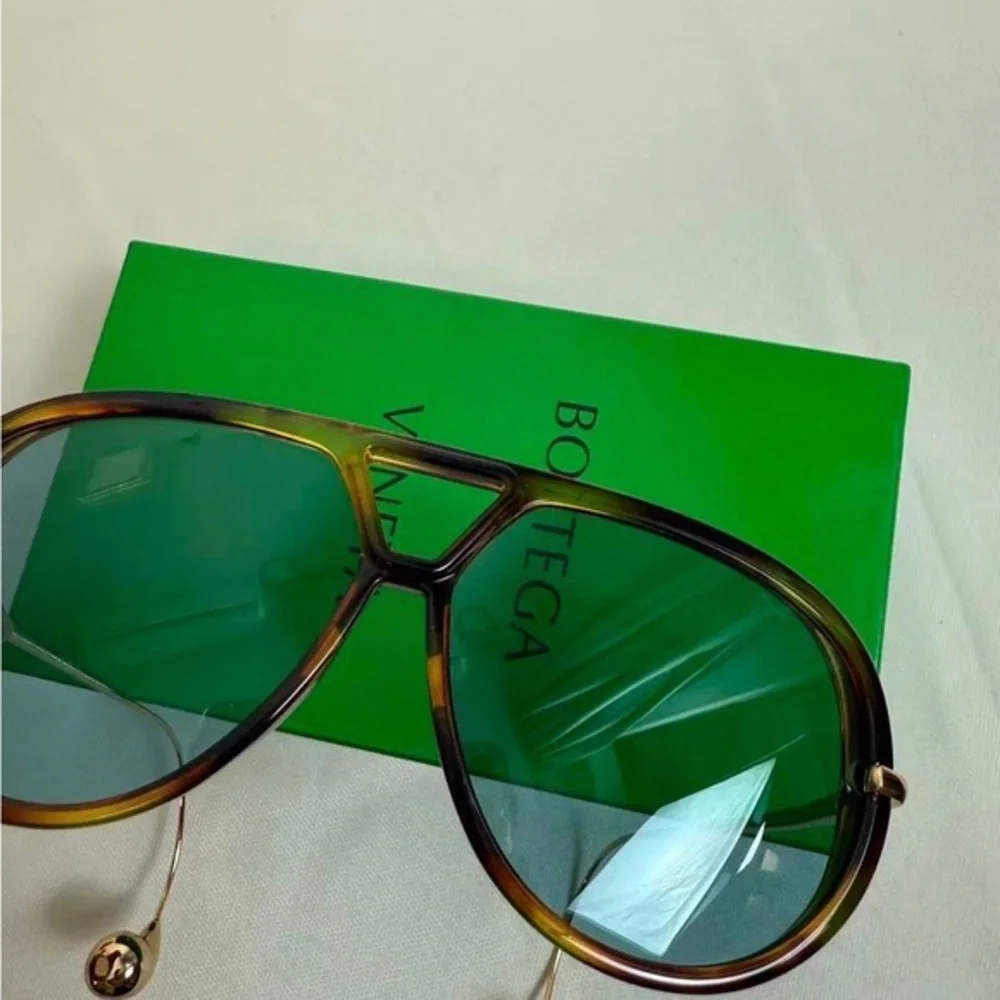Bottega Veneta Brown Sunglasses with Green Lenses